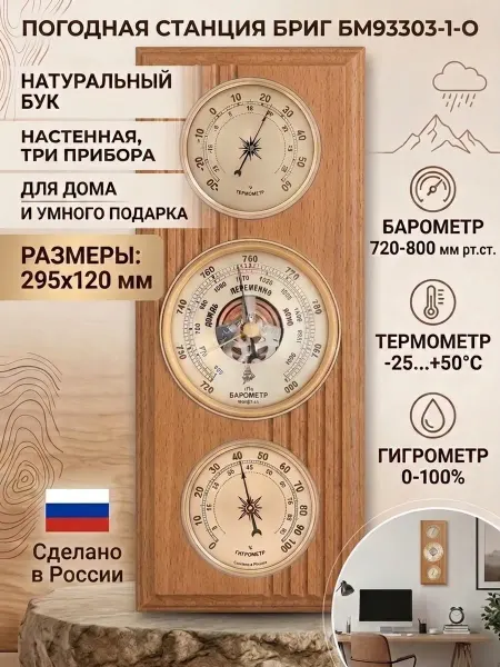 БРИГ Метеостанция механическая БМ93303-1-О настенная