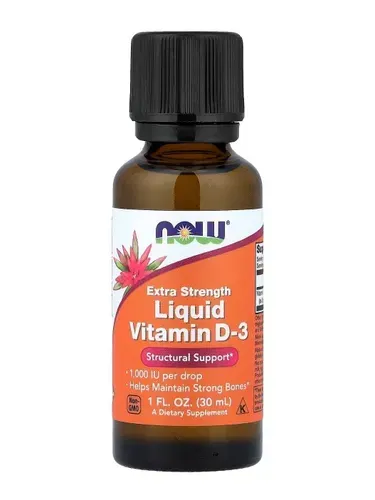 NOW Foods, жидкий витамин D3, 1000 МЕ, 30 мл (1 жидк. унция), для костей и иммунитета