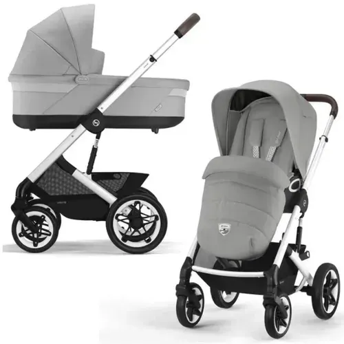 Коляска 2 в 1 Cybex Talos S Lux SLV Stone Grey с дождевиком, прогулочный и люлька, от рождения до 22 кг, большие колеса, амортизация