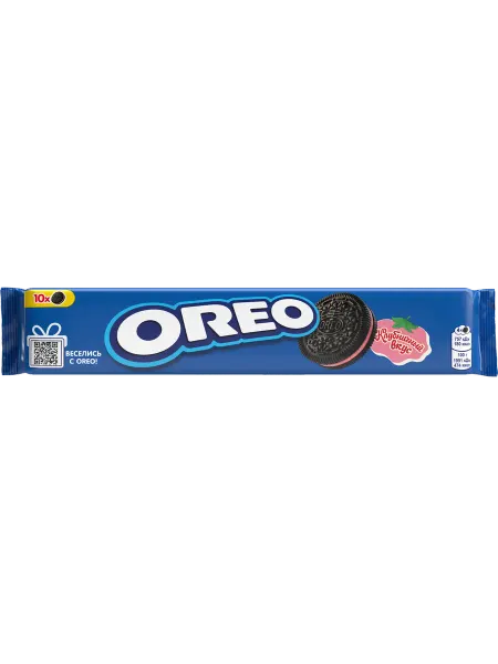 Oreo Печенье с какао и клубничной начинкой, 95г