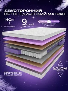 Ортопедический пружинный матрас VITAFLEX Medicine GSk 95х170 см, ппу, с кокосом, двусторонний, средней жесткости, в рулоне