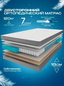 Ортопедический пружинный матрас VITAFLEX Anatomic C Sk 95х200 см, двусторонний, с кокосом, средней жесткости, в рулоне