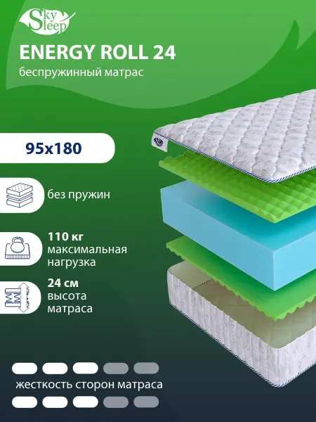 SkySleep Матрас 95x180 на кровать беспружинный ортопедический, рулон