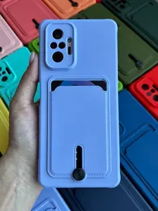 Чехол на Redmi Note 10 Pro бордовый с карманом для карт