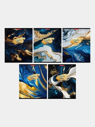 Тетрадь, 96 листов, А5, в клетку, Golden Blue, 5 шт