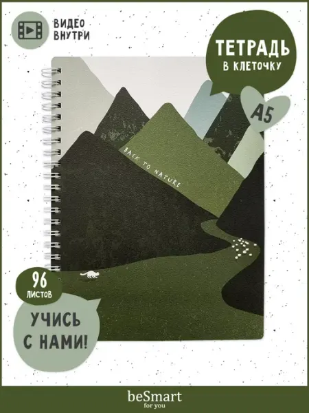 BE SMART Тетрадь на кольцах 96 листов в клетку