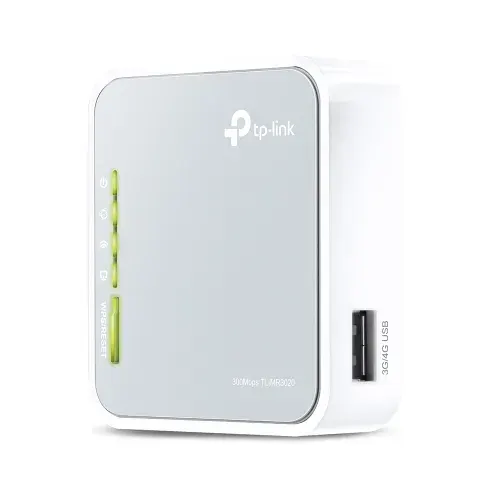 Wi-Fi Роутер TP-Link TL-MR3020 портативный, N300 2.4ГГц, RJ45 100Мбит/с, USB с поддержкой 3G/4G модемов, многорежимный