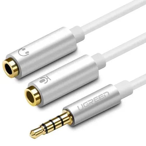 Разветлитель для гарнитуры UGREEN AV141 (10789) 3.5mm Male To Dual 3.5mm Female Headset Splitter. Длина: 20 см. Цвет: белый