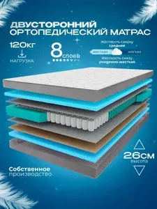 Ортопедический пружинный матрас VITAFLEX Anatomic R Sk 115х190 см, ппу, с кокосом, двусторонний, разной жесткости, с ручками, в рулоне