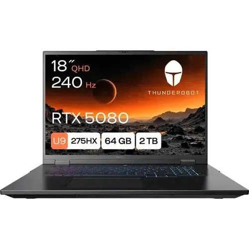 Thunderobot Zero 18 Ultra Ноутбук 18", RAM 64 ГБ, SSD 2000 ГБ, NVIDIA GeForce RTX 5080 для ноутбуков (16 Гб), Windows Home, (400500800), черный, Русская раскладка