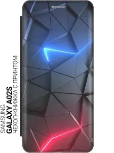 Чехол-книжка на Samsung Galaxy A02s с принтом "Графитовые грани" черный