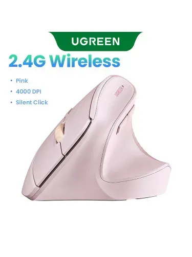 Беспроводная вертикальная мышь UGREEN M571 (55917) Wireless Vertical Mouse 2.4 GHz. Цвет: розовый
