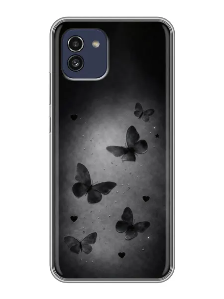 ChesnoCase Чехол на Samsung Galaxy A03 черные бабочки