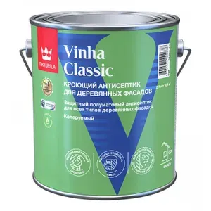 Антисептик кроющий Tikkurila VINHA CLASSIC, Белый, 2,7л, для всех типов деревянных фасадов, полуматовый, база VVA