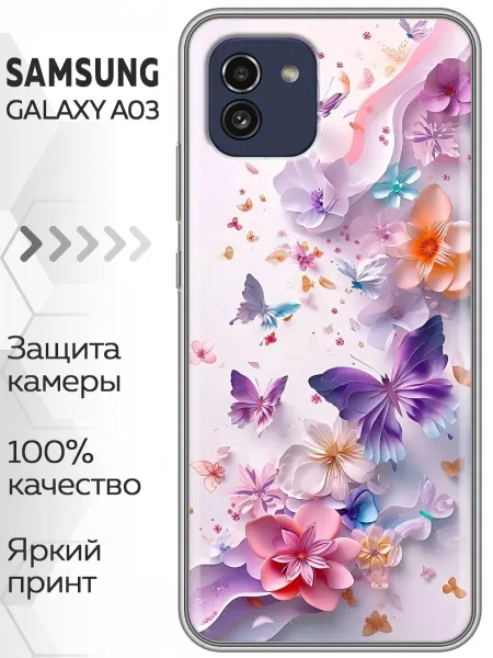 Marketclub Чехол на Samsung Galaxy A03 бабочки цветы (женский)