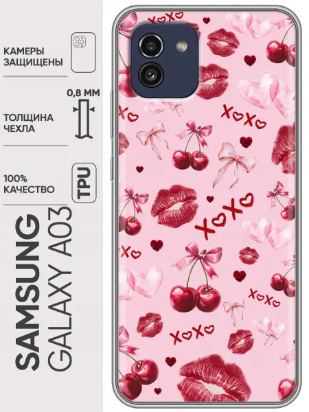 Trendmall Чехол на Samsung Galaxy A03 бантики вишенки