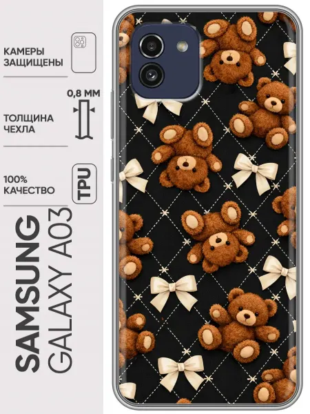 Trendmall Чехол на Samsung Galaxy A03 Бантики медведи