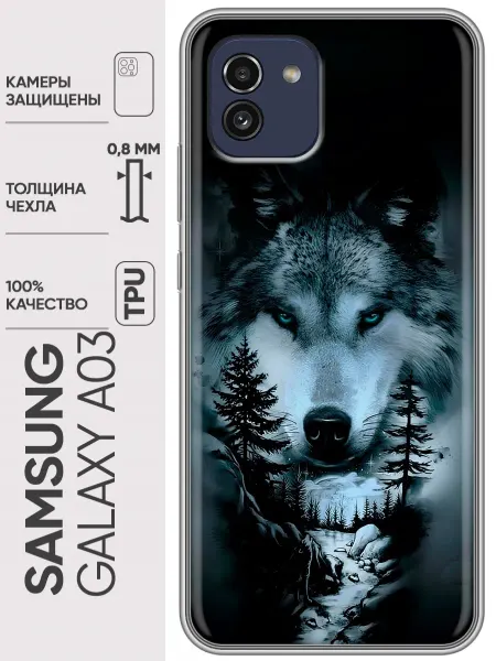 Trendmall Чехол на Samsung Galaxy A03 Волк (мужской)
