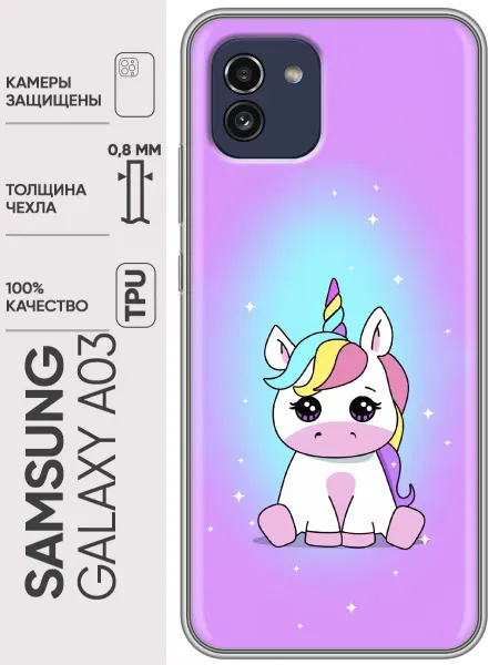Trendmall Чехол на Samsung Galaxy A03 единорог (для девочки)