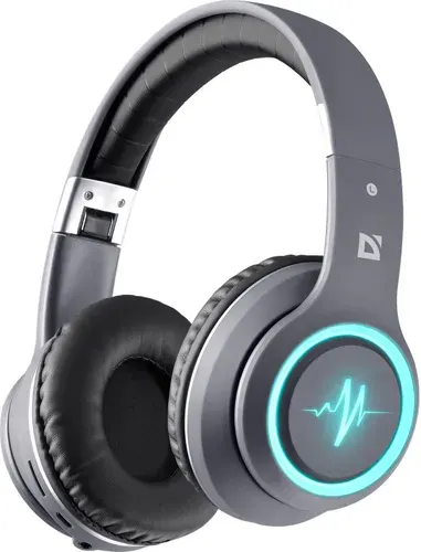 Игровые наушники с микрофоном Defender беспроводные, накладные 20 кГц, RGB, Bluetooth, серые 63571