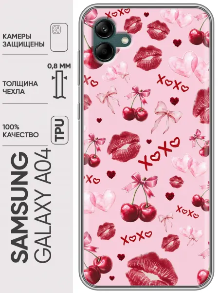 Trendmall Чехол на Samsung Galaxy A04 бантики вишенки