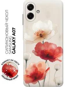 Силиконовый чехол на Samsung Galaxy A07 с принтом "Старинное маковое поле"