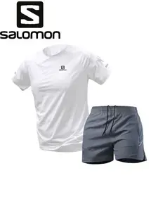 Футболка Salomon Salomon 2025 Лето: Унисекс Спортивный Комплект с Эффектом Охлаждения-Сетчатые Шорты + Ледяная Футболка, Дышащий, Быстросохнущий, Для Бега и Отдыха 2 шт