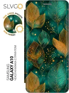 Чехол-книжка на Samsung Galaxy A10 с принтом Золото в изумруде, bkg