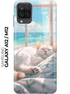 Силиконовый чехол на Samsung Galaxy A12 / M12 с принтом "Отдыхающий котик"
