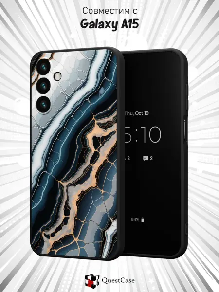 QuestCase Чехол на Samsung Galaxy A15 с принтом Мрамор