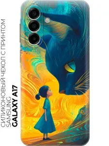 Силиконовый чехол на Samsung Galaxy A17 с принтом "Девочка и кот"