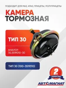 Камера тормозная тип 30 (Аналог 30.3519010-30) МАЗ, КРАЗ, Прицепы, Полуприцепы