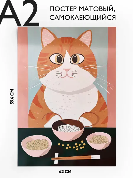 JOYOI Постеры плакаты, на кухню, большой A2 Котик