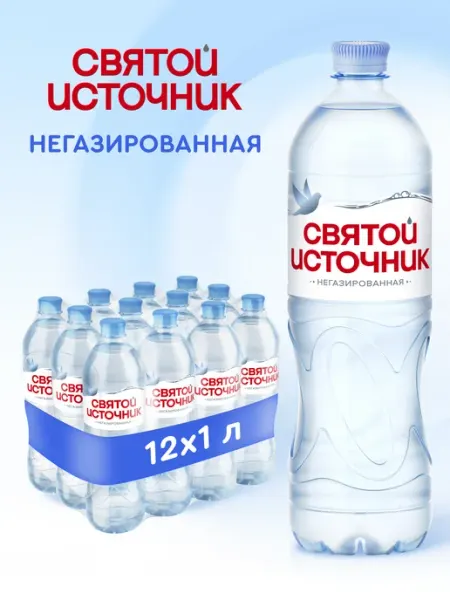 Святой источник Вода питьевая негазированная 12 шт по 1 л