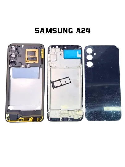 Корпус Samsung A24 комплект – задняя крышка, рамка, лоток SIM, стекло камеры, кнопки