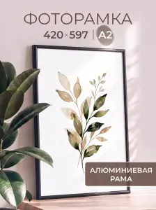 Фоторамка Altiro "алюминиевая Нельсон, А2 (420х594 мм)", цвет черный / рамка для постера, картин, творчества / для интерьера