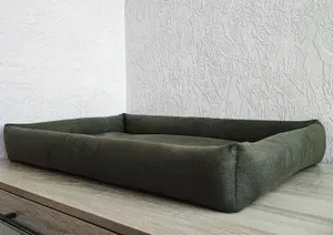 Лежанка большая 70*45, прямоугольная зелёная, замша искусственная, для кошек и собак средних пород