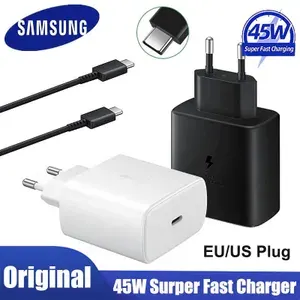 СЗУ Fast Charge/Samsung. 45W. USB-C + кабель Type-C - Type-C 5A Белый