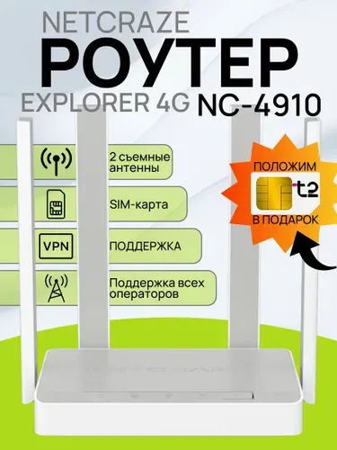 Wi-Fi роутер под СИМ Netcraze Explorer 4G NC-4910 Mesh Wi-Fi 5 AC1200