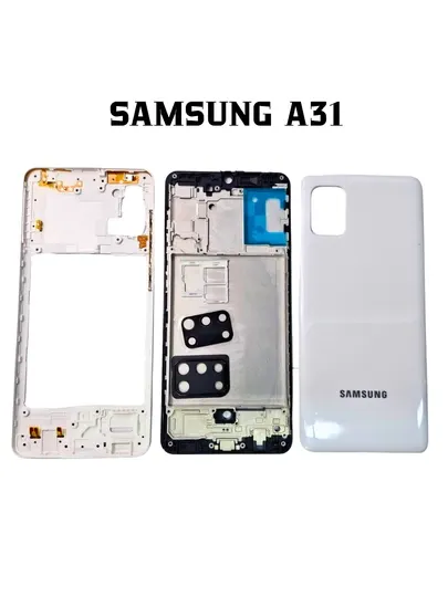 Корпус Samsung A31 комплект: задняя крышка, рамка, слот SIM, стекло камеры, кнопки