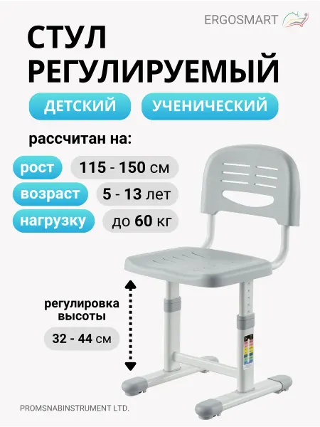 Ergosmart Растущий стул детский - регулируемый стульчик Smart A310C