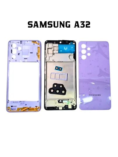 Корпус Samsung A32 комплект – задняя крышка, рамка, слот SIM, стекло камеры, кнопки