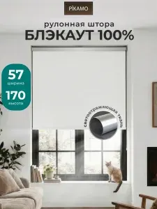 Рулонные шторы Блэкаут светоотражающие белые 57х170см Pikamo, жалюзи на окна 57 ширина