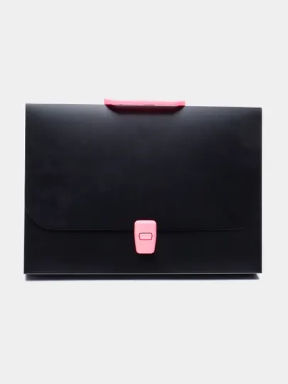 Портфель пластиковый ErichKrause® Matt Accent, A4, черный с розовой ручкой и замком