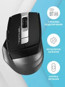 Мышь беспроводная A4Tech Fstyler FB35S, USB, серый/черный