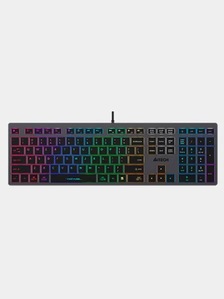 Проводная клавиатура A4Tech FX60 с RGB подсветкой, USB ультра тонкая, RUS