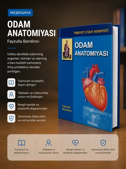 Учебник "Анатомия", Файзуло Бандиров, твердый переплет, A5 мед