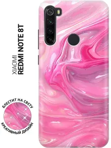 Силиконовый чехол на Xiaomi Redmi Note 8T с принтом "Розовые волны"