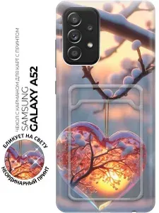 Силиконовый чехол на Samsung Galaxy A52 с принтом "Ледяное сердце" с карманом для карты