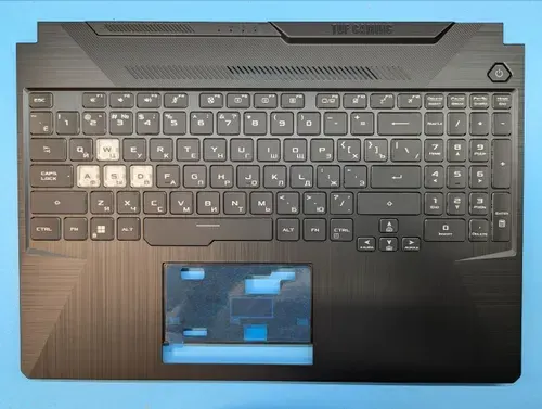 Топкейс с клавиатурой для ноутбука Asus TUF Gaming A15 FX506 черная, белые кнопки, с подсветкой